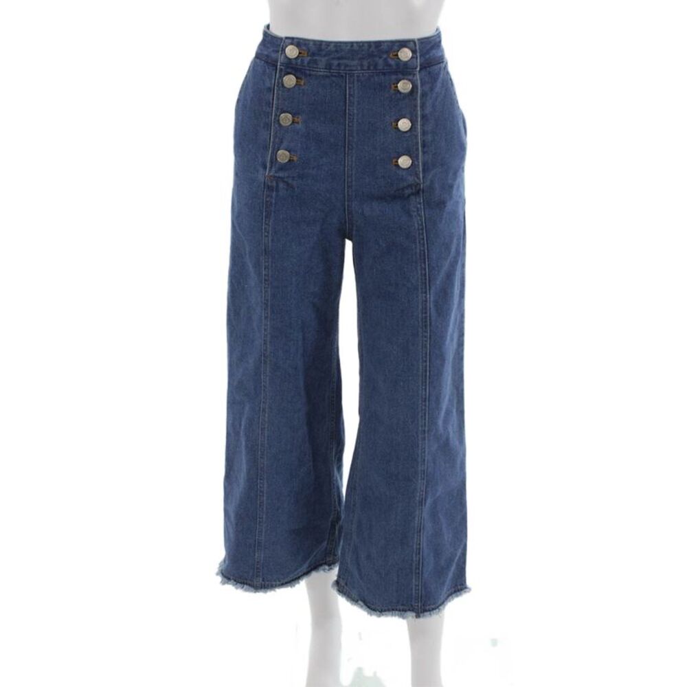 Steve J & Yoni P Women Wide-Leg Jeans Blue Cotton High Rise Size XS
